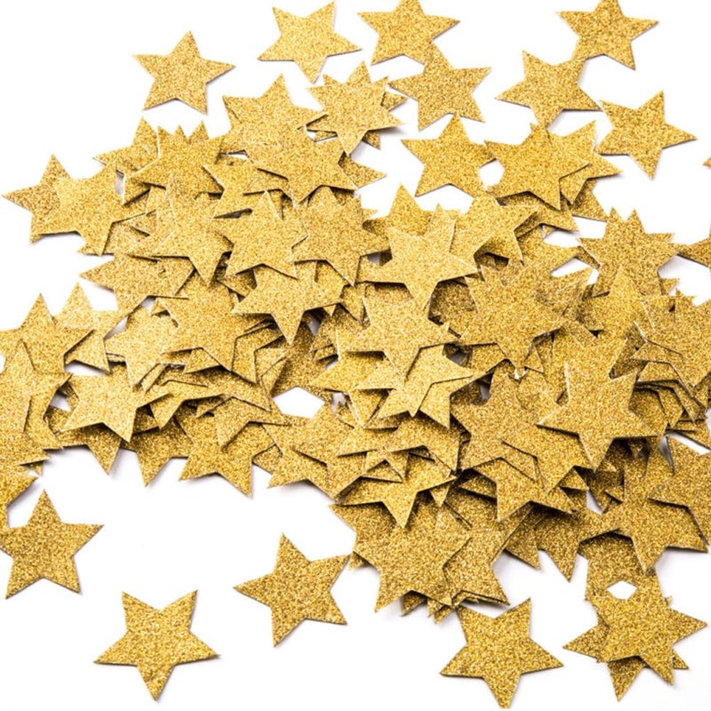 MOWO Glitter Five Stars Confetti Wedding Party Decor and Table Decor, 1.2â€™â€™ in Diameter (Glitter Gold,200pc) - Image 1